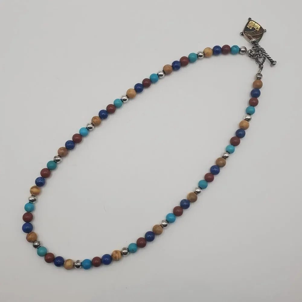 Carolyn Pollack Relios Sterling 925 Silver Multi Gemstone Bead Necklace 16 in.